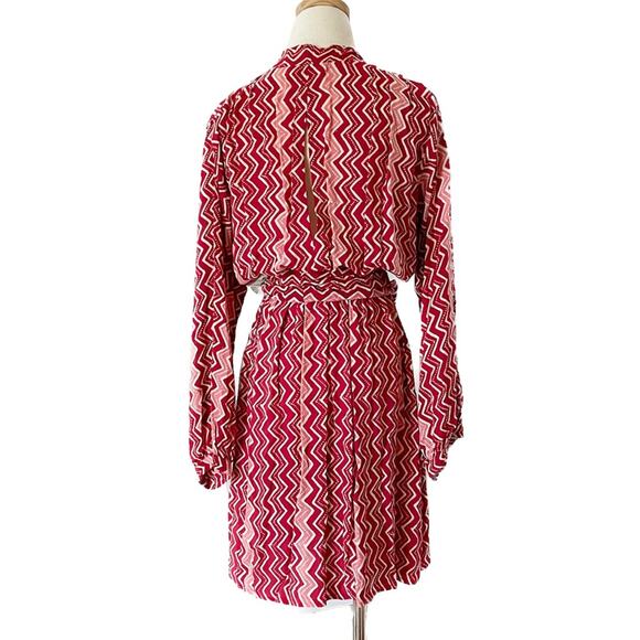 Natalie Martin Nico L/S Mini hand dyed batik wrap dress red pink size medium M - Picture 8 of 16